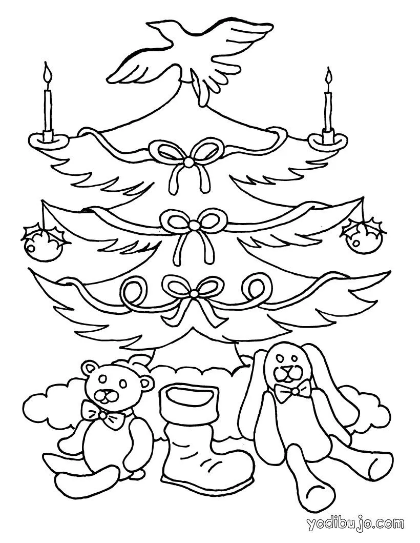 Arbol de Navidad con velas para colorear - Dibujos para colorear ARBOL ...