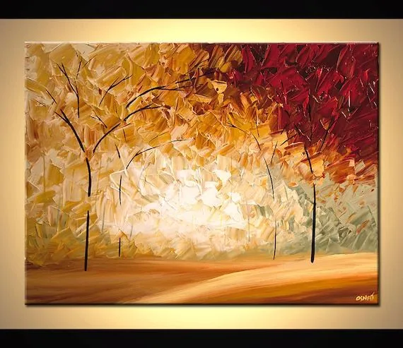 Árbol paisaje pintura pintura abstracta pintura por OsnatFineArt