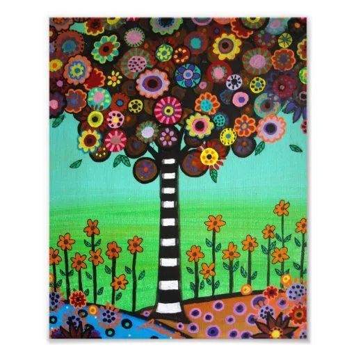 El árbol de la vida mexicano florece la pintura cojinete | Zazzle