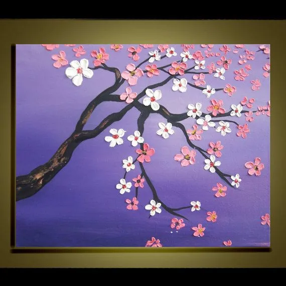 La flor de cerezo del árbol el envío gratuito a mano pintado de la ... La flor de cerezo del árbol el envío gratuito a mano pintado de la ...