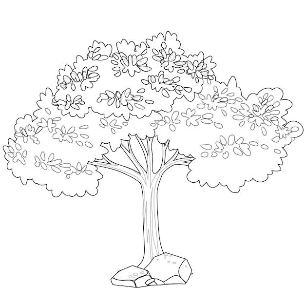 Árboles dibujados a mano para colorear páginas para niños. ilustración de  esquema de vector de concepto. bosquejo | Vector Premium