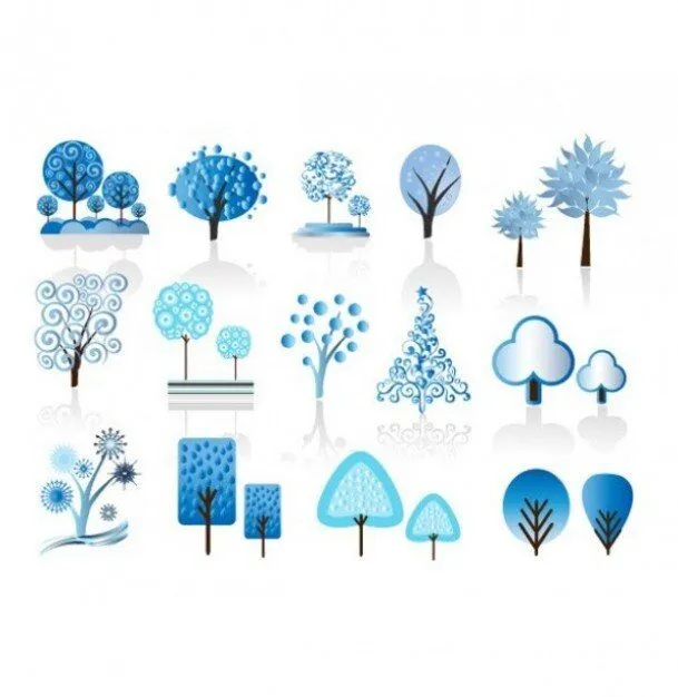 árboles de invierno azules elementos abstractos | Descargar ...