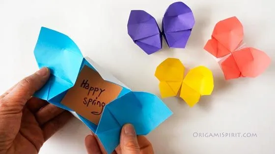 Arco iris de mariposas de papel :: Caja-mariposa en origami
