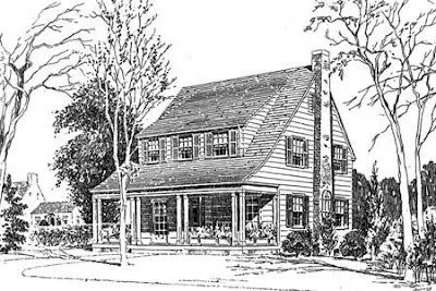 Arquitectura de Casas: Dibujo de una casa clásica en Estados Unidos