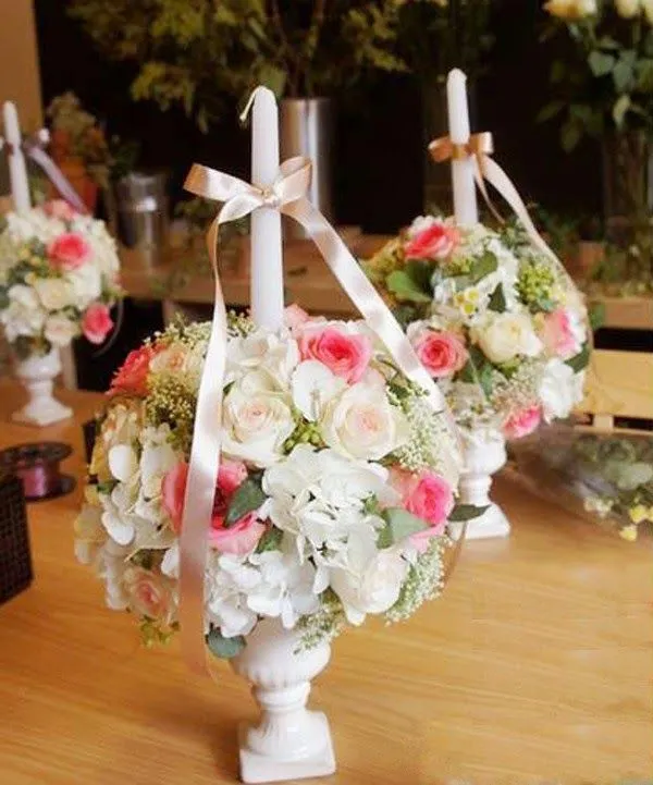 Cómo hacer un arreglo floral con velas para boda ~ Mimundomanual