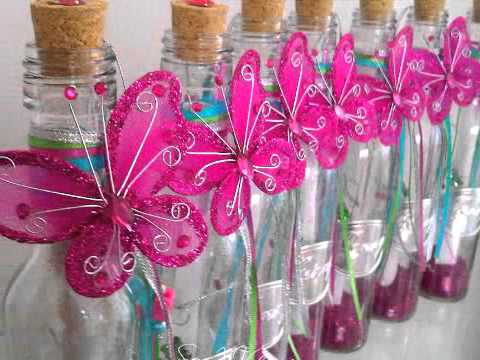 Recuerdos de mesa para 15 años con botellas - Imagui