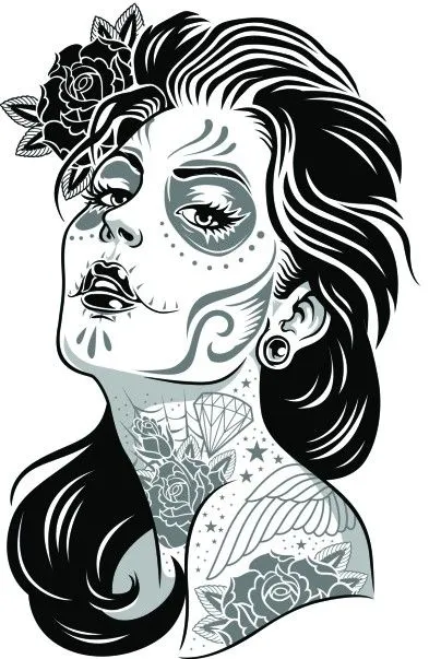 El arte de Azul: Dibujo #1 -La señora de la muerte mexicana.