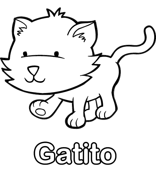 Dibujo para Imprimir y Colorear de Animales "Gato". ~ Pintamonos