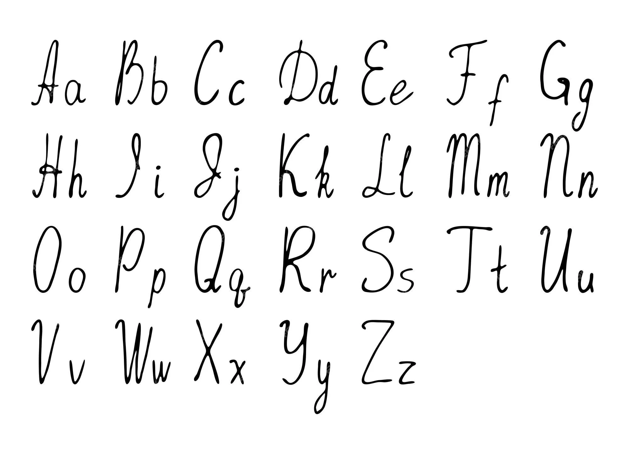 Arte de línea vectorial del alfabeto inglés escrito a mano letras mayúsculas  y minúsculas caligrafía de fuente abc | Vector Premium