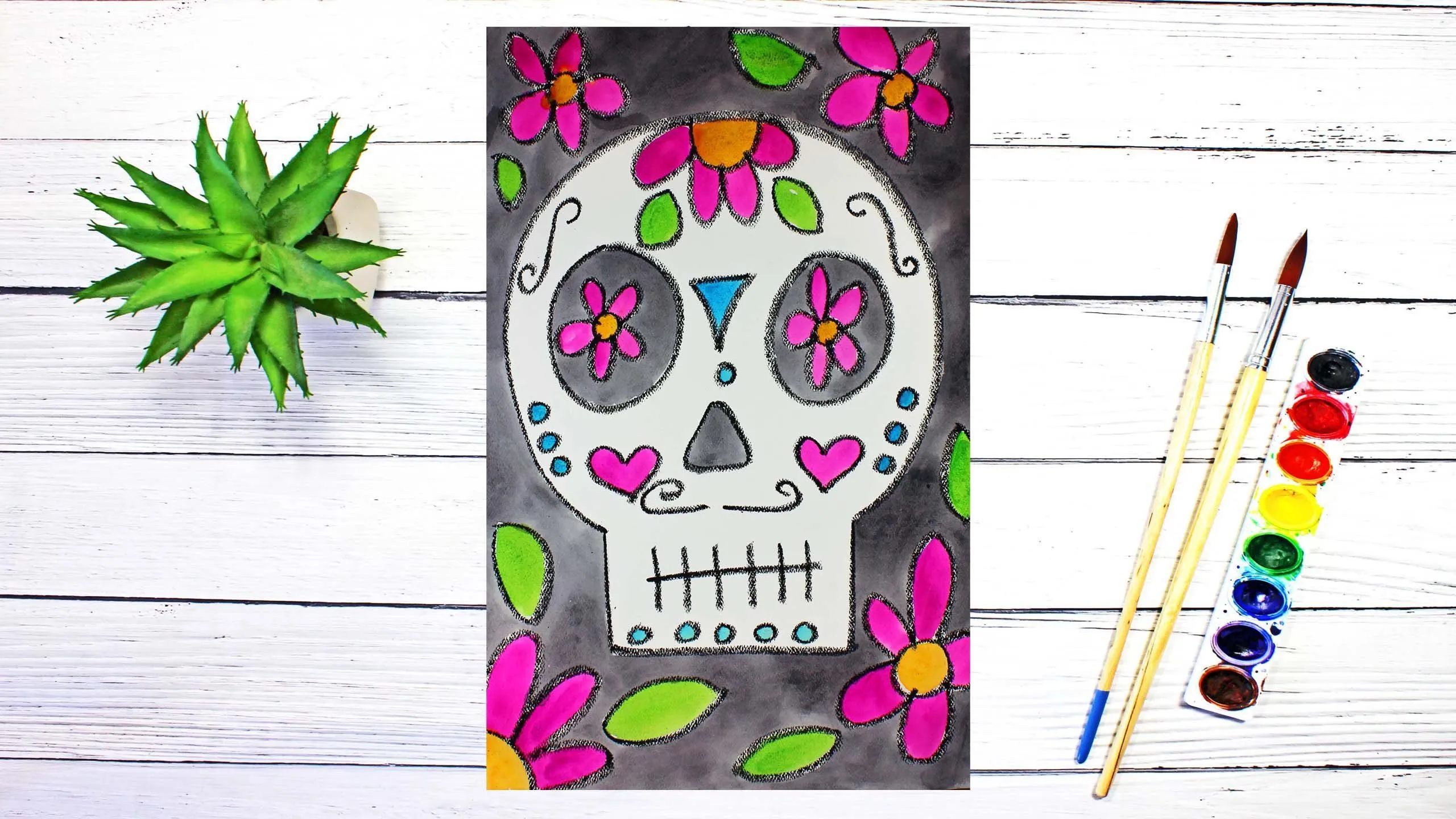 Arte para niños y principiantes: cómo dibujar y pintar un cráneo de azúcar  para Dia de Los Muertos | Em Winn | Skillshare