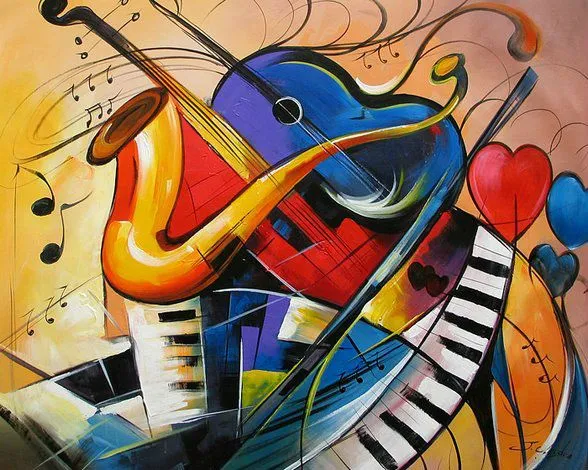 Arte Psicodelico: Cuadros al oleo de notas musicales