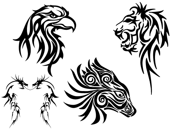 Arte Tribal animales Clip libre: cabeza de águila, León, dragón y ...