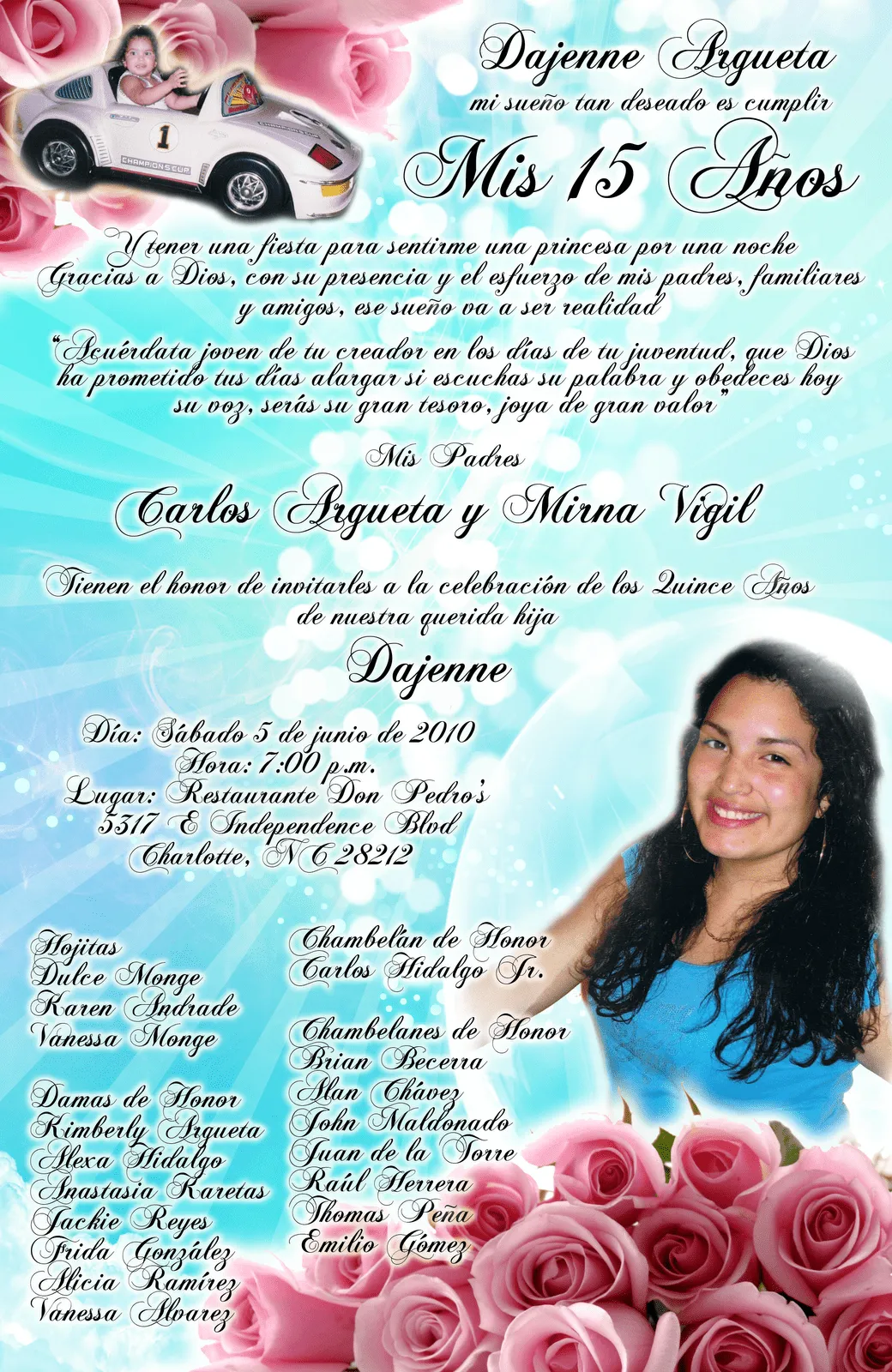 Invitación 15 y 16 Años en color Turquesa y Rosas Rosadas ... Invitación 15 y 16 Años en color Turquesa y Rosas Rosadas ...