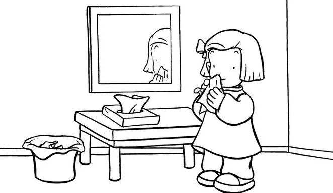Dibujo de un niño limpiandose la nariz - Imagui