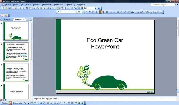Auto Ecológico Plantilla PowerPoint | Plantillas PowerPoint Gratis