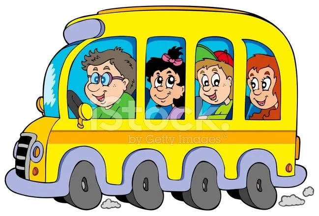 Autobús Escolar DE Dibujos Animados Con Niños fotos de archivo ...