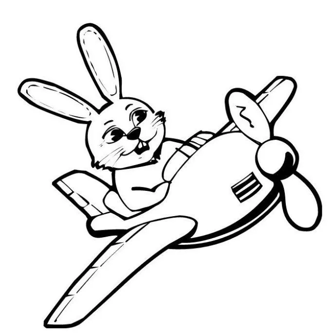 Dibujo de Conejo en un avión para colorear. Dibujos infantiles de ...