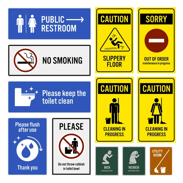 Aviso de aseo y baño aviso letrero letreros — Vector stock ...