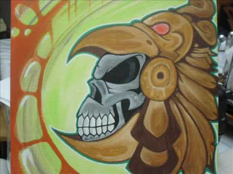 Aztec Acrylic painting Azteca graffiti art - YouTube