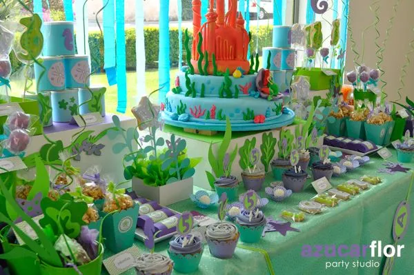 Centros de mesa hechos con pasteles de la Sirenita - Imagui