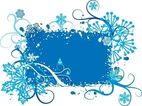 Azul del copo de nieve y flores de fondo gráfico vectorial Vector ...