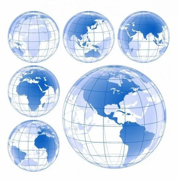 azul, globo terráqueo conjunto de vectores | Descargar Vectores gratis