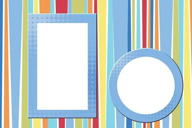 Azul e Listras Coloridas - Kit Completo com molduras para convites ...