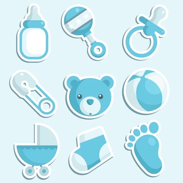 Baby Boy Shower Icons. — Stock Vector © Mictoon #7469777