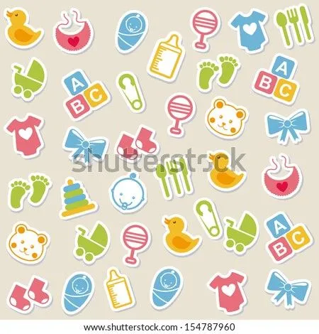 Baby Icons Over Beige Background Vector Illustration - 154787960 ...