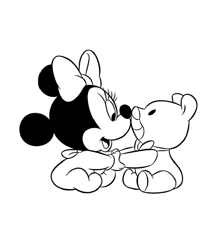 Baby Mickey Mouse and Minnie Mouse Coloring Pages 