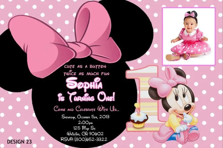 Baby Minnie Mouse 1st Birthday Personalized by ExpressInvitations ...