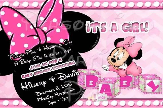 Baby Minnie Mouse Baby Shower Invitation Downloaded by PartiesPlus