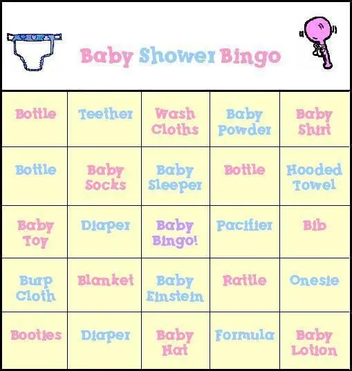 Baby Shower Bingo! Free printable baby shower bingo cards