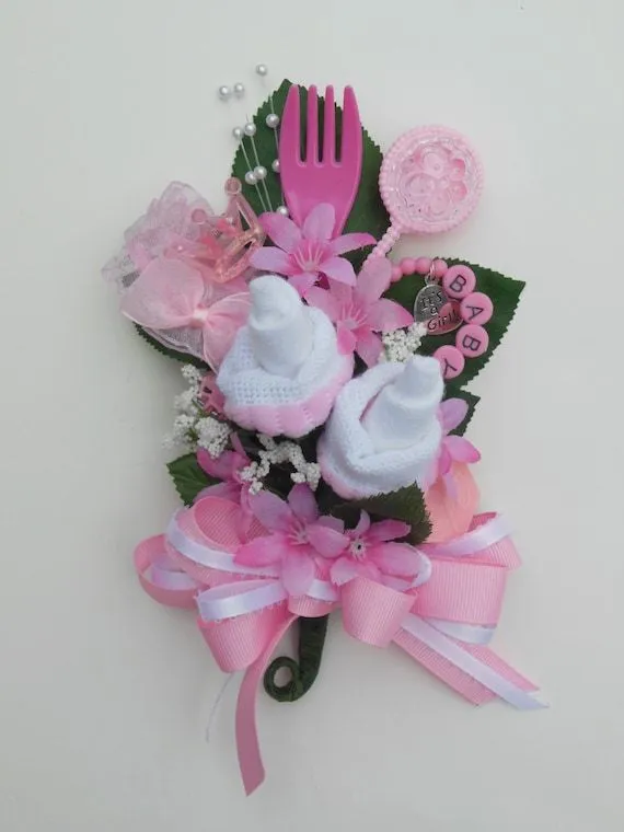 Baby Shower Corsage / Baby Girl Bootie Corsage / New by NonisNiche