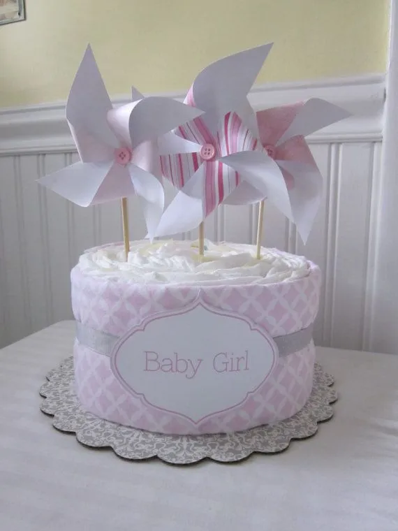 Baby Shower Decoración: Torta de pañales para niña - Baby Shower