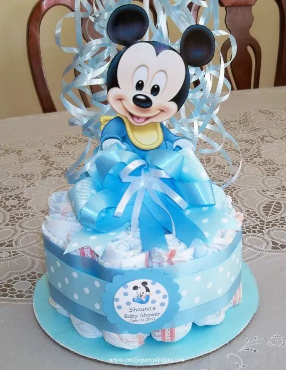 Baby Shower Diapers Centerpiece Mickey Mouse | Diaper Centerpiece ...