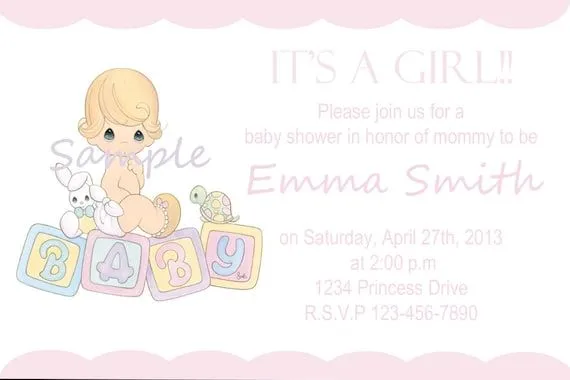 Baby Shower Invitation: Precious Moments Baby Shower Invitations Girl