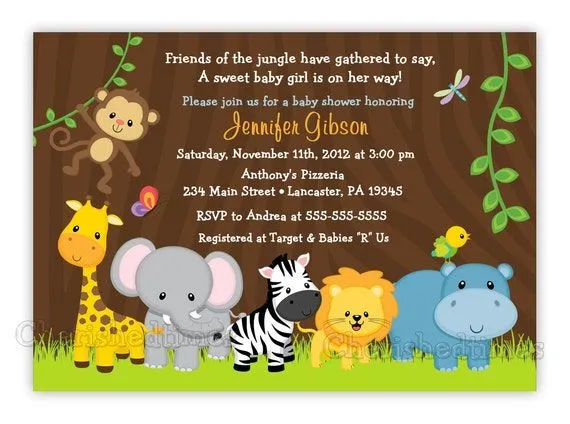 Crear invitaciónes baby shower safari - Imagui