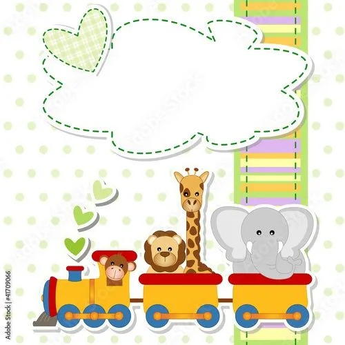 baby shower - train - trenino con animali" Imágenes de archivo y ...