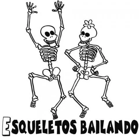 Imprimir dibujos para colorear : Esqueletos bailando
