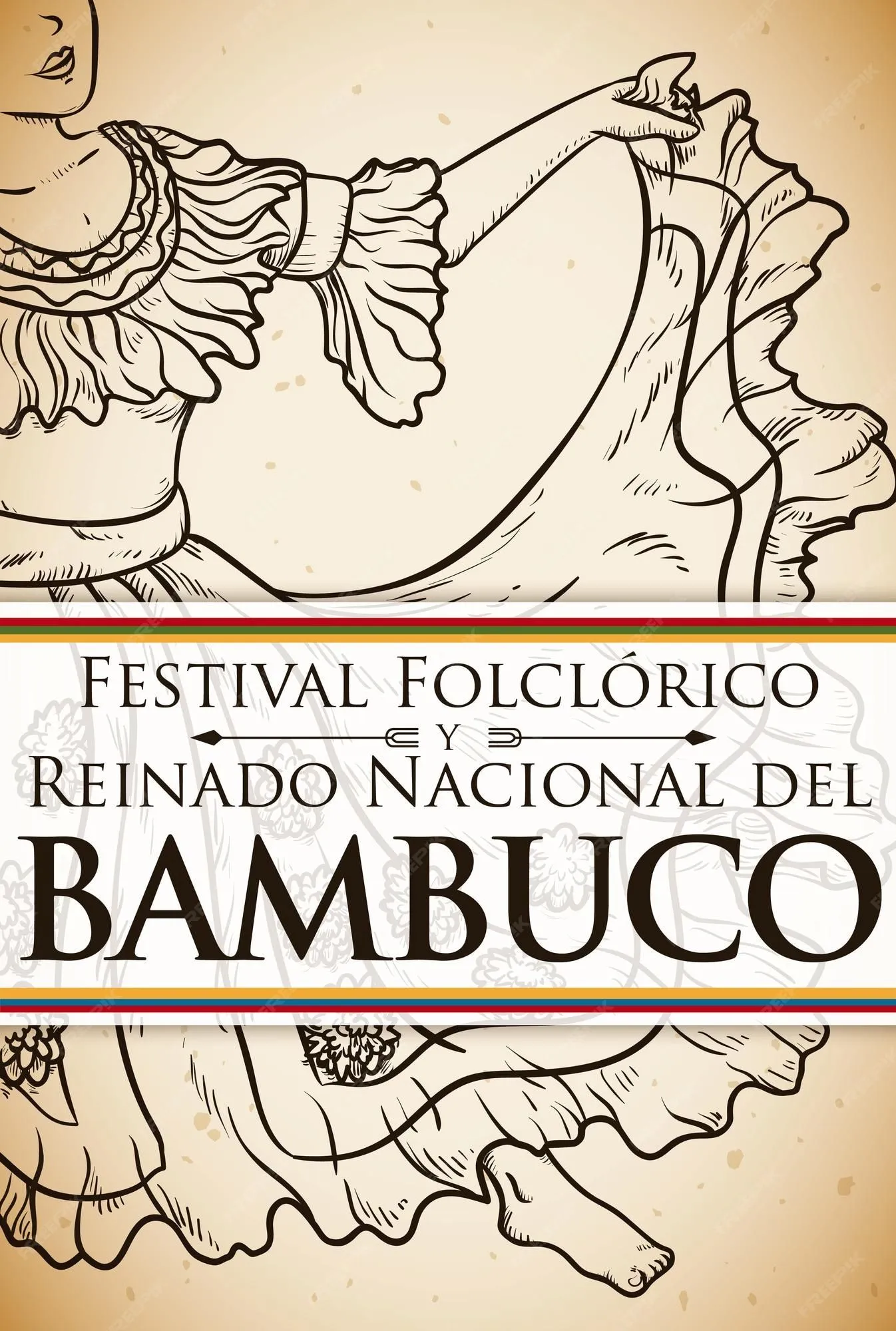 Bailarina de bambuco dibujada a mano para festival folclórico colombiano |  Vector Premium