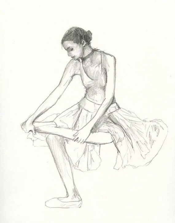 Bailarina 7 Original lápiz dibujo clásico firmado por FleurDeParis