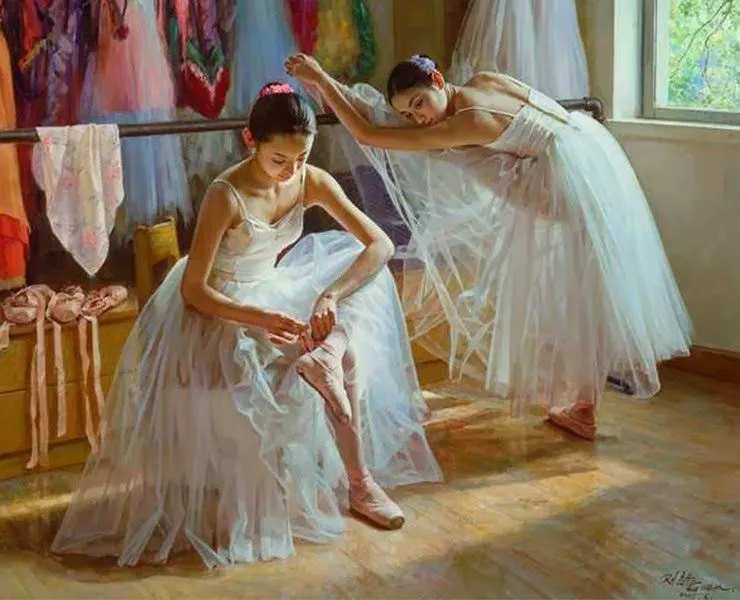 Bailarinas, Cuadros al Óleo, Pintura Hiperrealista de Guan Zeju ... Bailarinas, Cuadros al Óleo, Pintura Hiperrealista de Guan Zeju ...