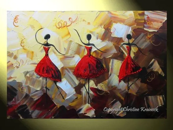 Bailarines ORIGINAL de arte abstracto pintura por ChristineKrainock