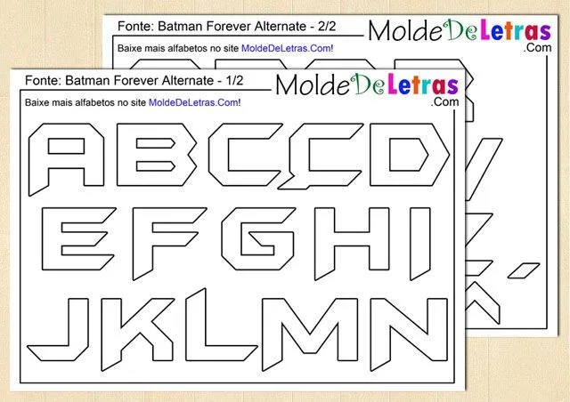 Baixe 2 tamanhos de molde de letras e números estilo Batman para ...