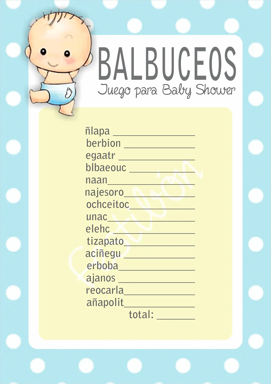 Balbuceos │ Juegos para baby shower para imprimir | JUEGOS DE ... Balbuceos │ Juegos para baby shower para imprimir | JUEGOS DE ...