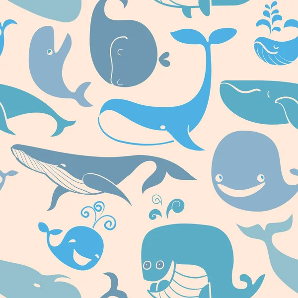 Ballenas azules de dibujos animados lindo. fondo marino ...
