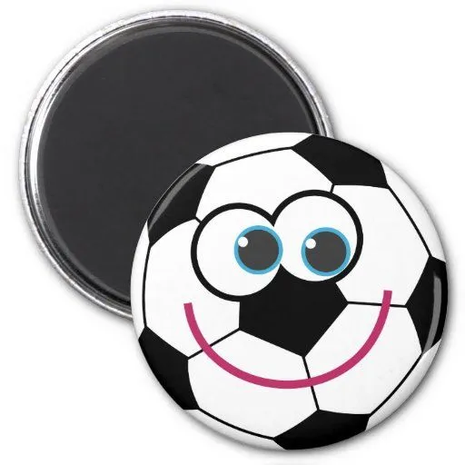 Balón de fútbol del dibujo animado imán redondo 5 cm | Zazzle