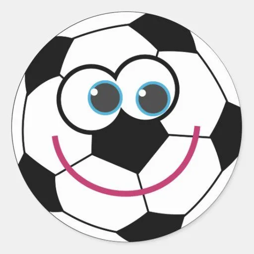 Balón de fútbol del dibujo animado pegatina redonda | Zazzle
