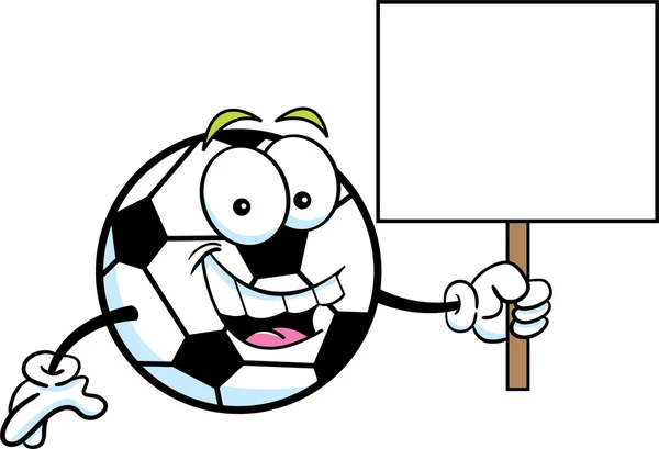 Balón de fútbol de dibujos animados con un cartel — Vector stock ...